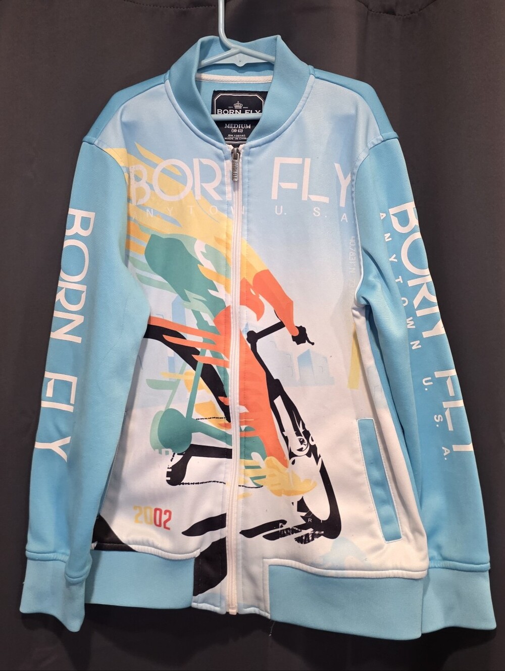 Born Fly Anytown USA Zip Up Cycling Jackwt Medium (10-12)